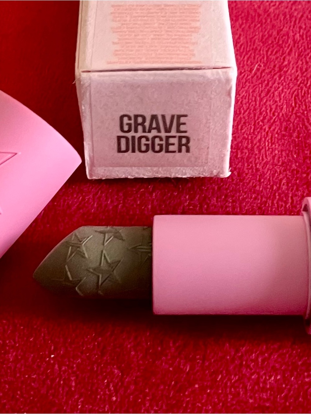 Jeffree Star Grave Digger Green Lipstick in Pink Tube